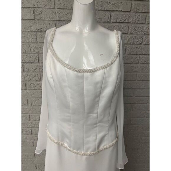 David’s Bridal Michael Angelo White Faux Pearl Wedding Dress Size 20 - Picture 4 of 16